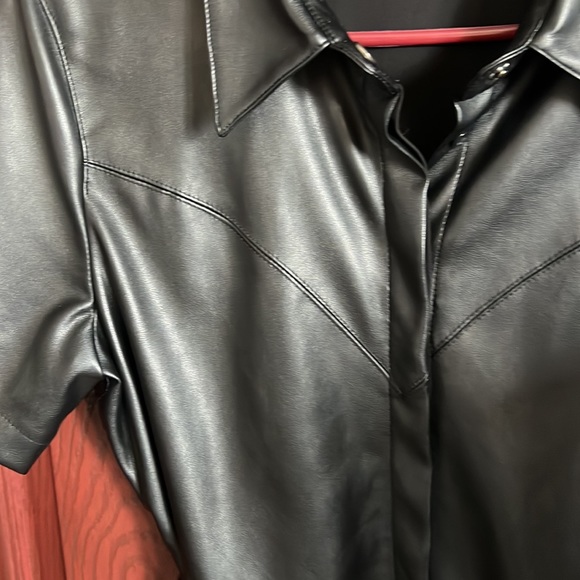 Olivaceous faux leather dress or jacket (D) - Picture 3 of 7